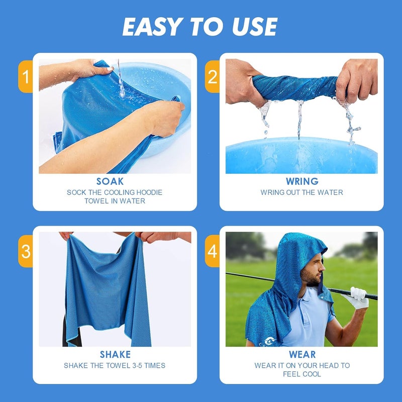 CASITE Cooling Hoodie Towels, Instant Cooling Towels for Neck and Face, UPF 50 Sun Protection, Ice Towel for Hot Weather, Head Towel for Sports, Camping, Cycling & More Activities - Image 3